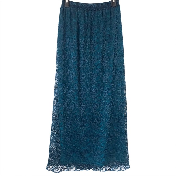 Dresses & Skirts - Vintage blue  lace maxi skirt